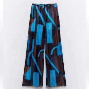 Zara Printed Tulle Multicolor Pants